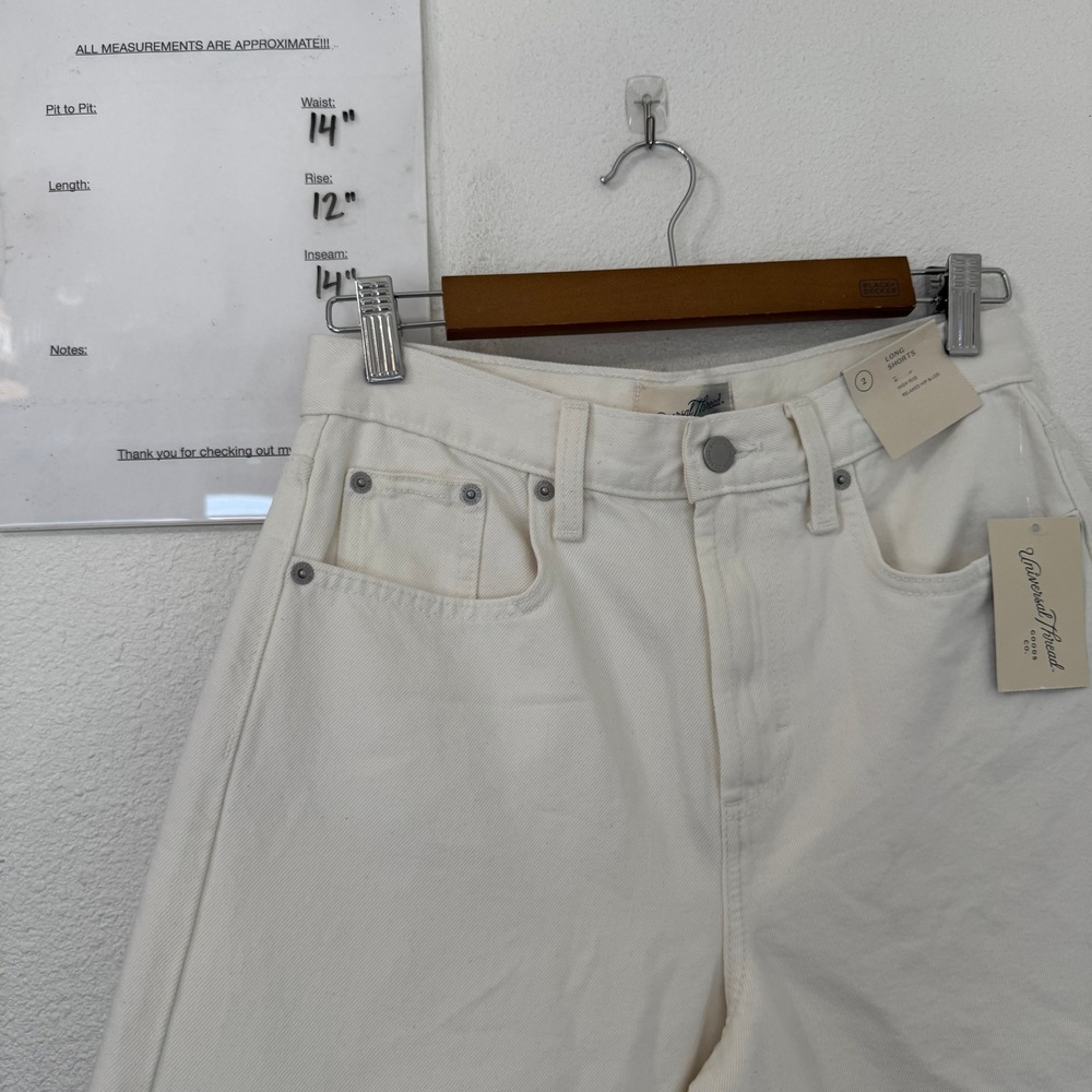 Universal Thread Womens High Rise Long Shorts Denim Size 2 NEW Off White Cream - Picture 6 of 6